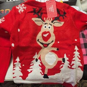 PatPat Festive Red Reindeer Kids Sweater